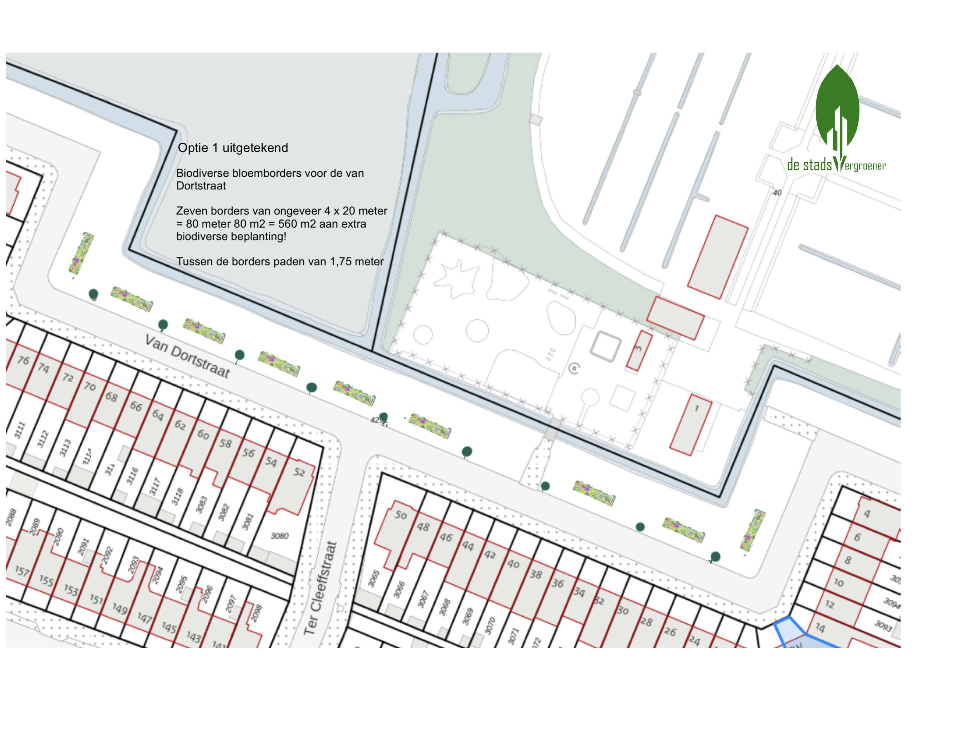bloemperk tussen bomen